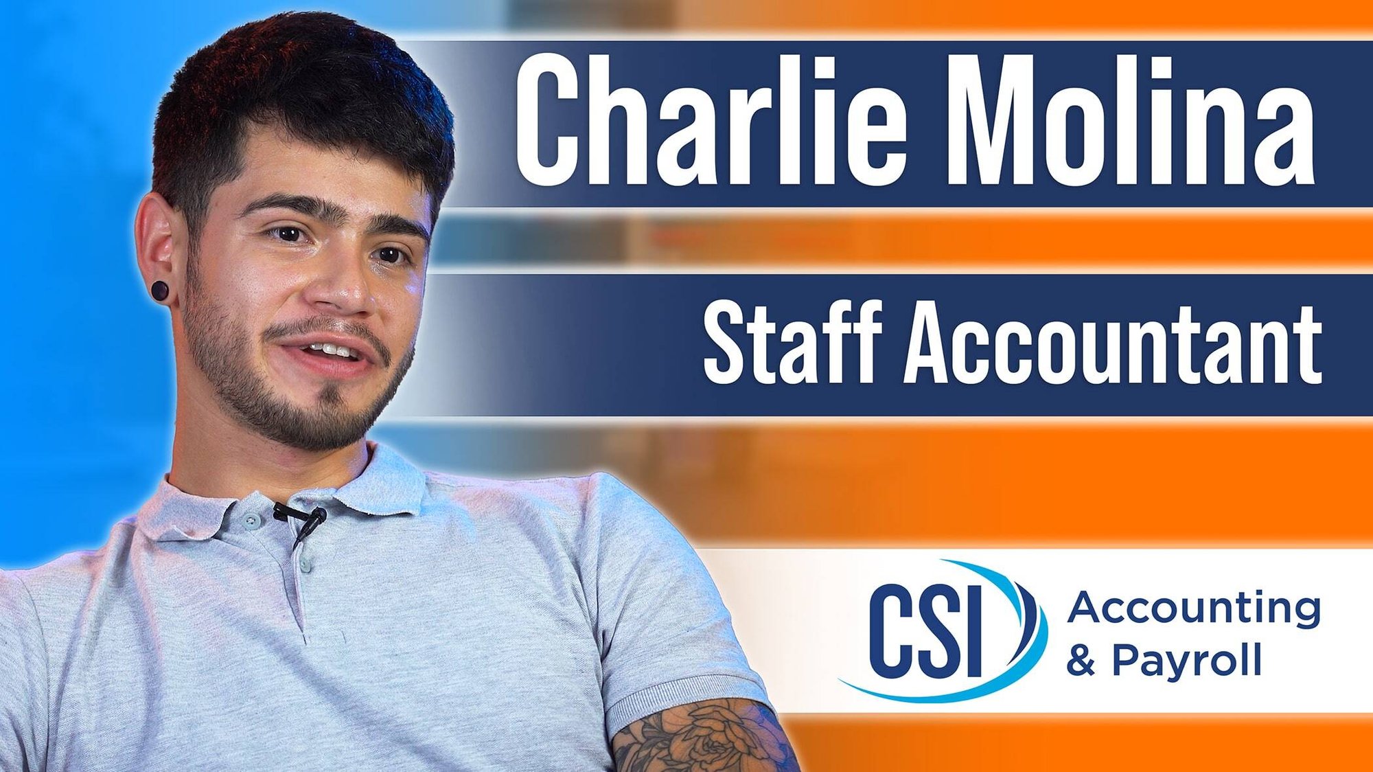 smiling male accountant with text and graphics